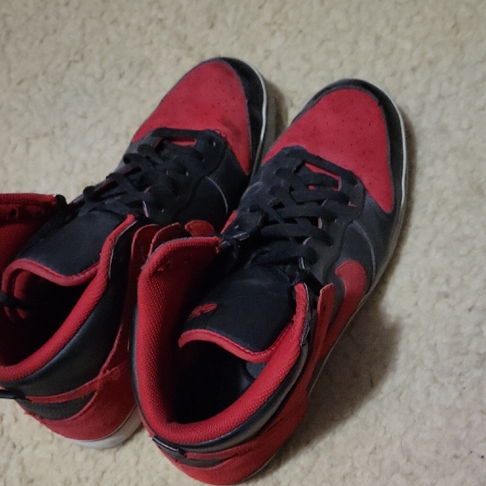 Men's Black and Red High-Top Sneakers